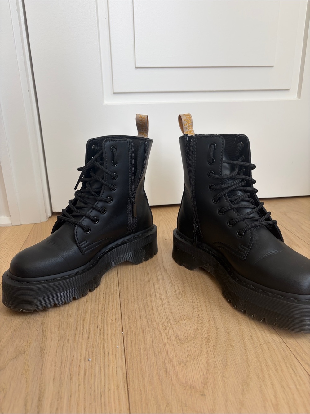 Dr. Martens Black Leather Platform Lace-Up Boots - Picture 5 of 10